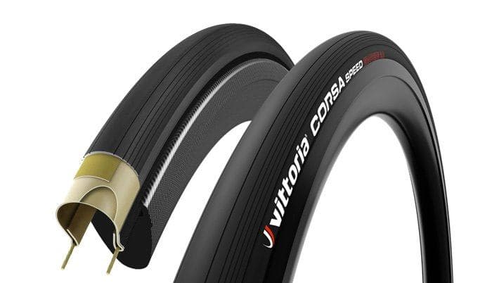 Шоссейные велосипедные покрышки Vittoria Corsa Speed с разрезом внутренней конструкции.