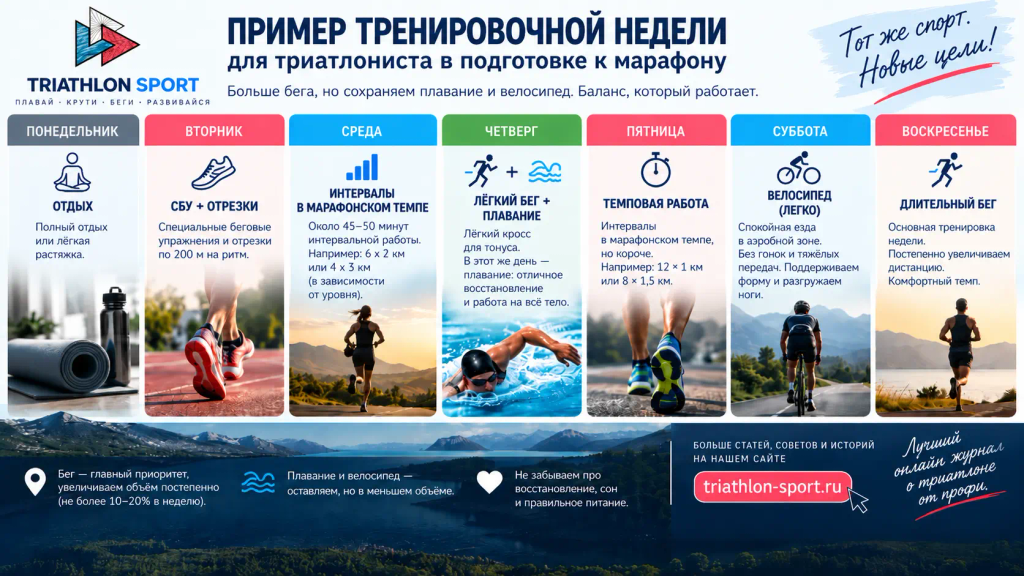 План на неделю по подготовке триатлониста к марафону